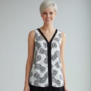 Cut-out Strappy Tank Top Black/White Print Sz L